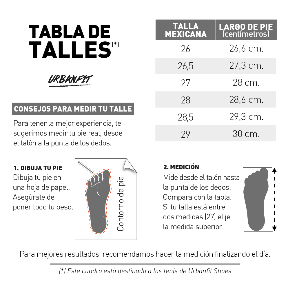 TABLA DE TALLES HOMBRE